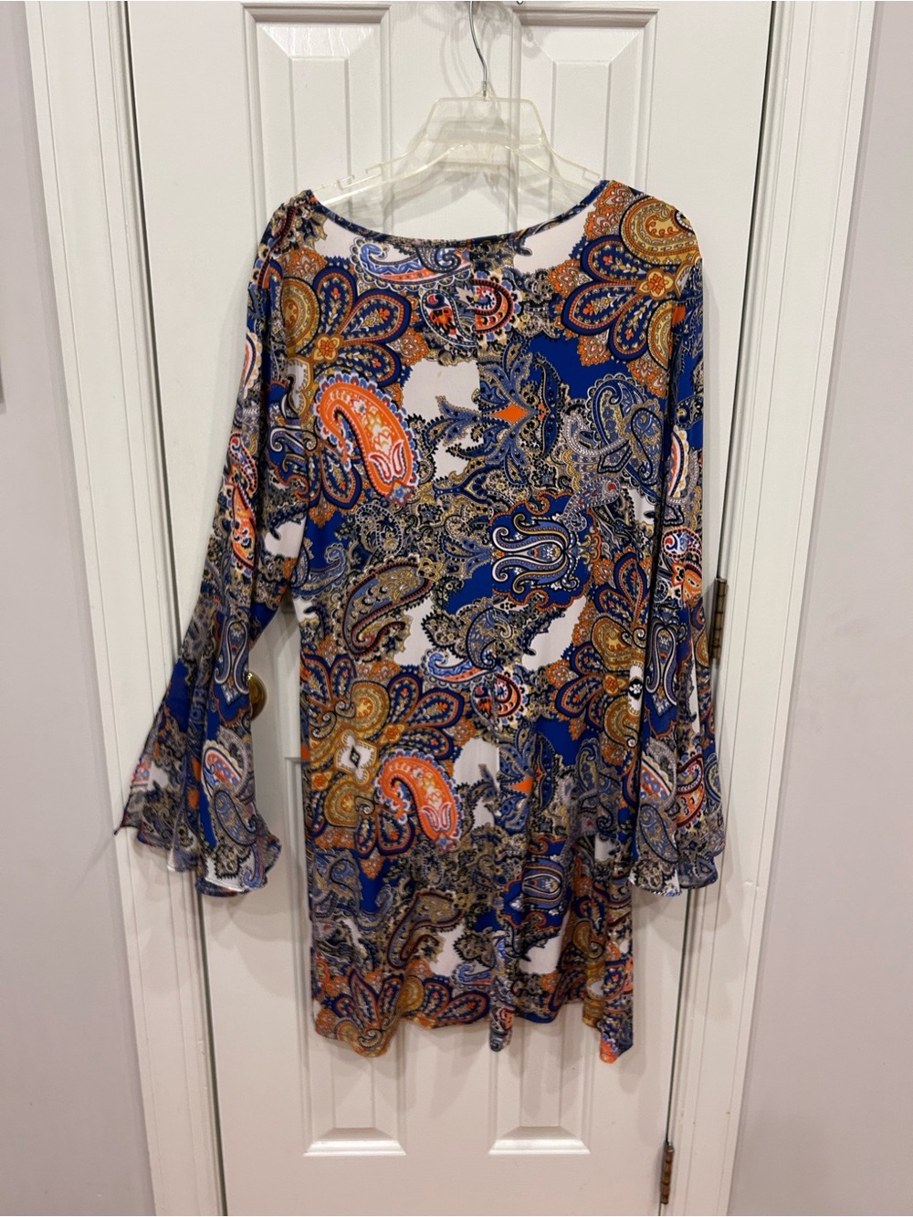 MSK Blue, Orange, Cream Paisley Blouse - Picture 3 of 4